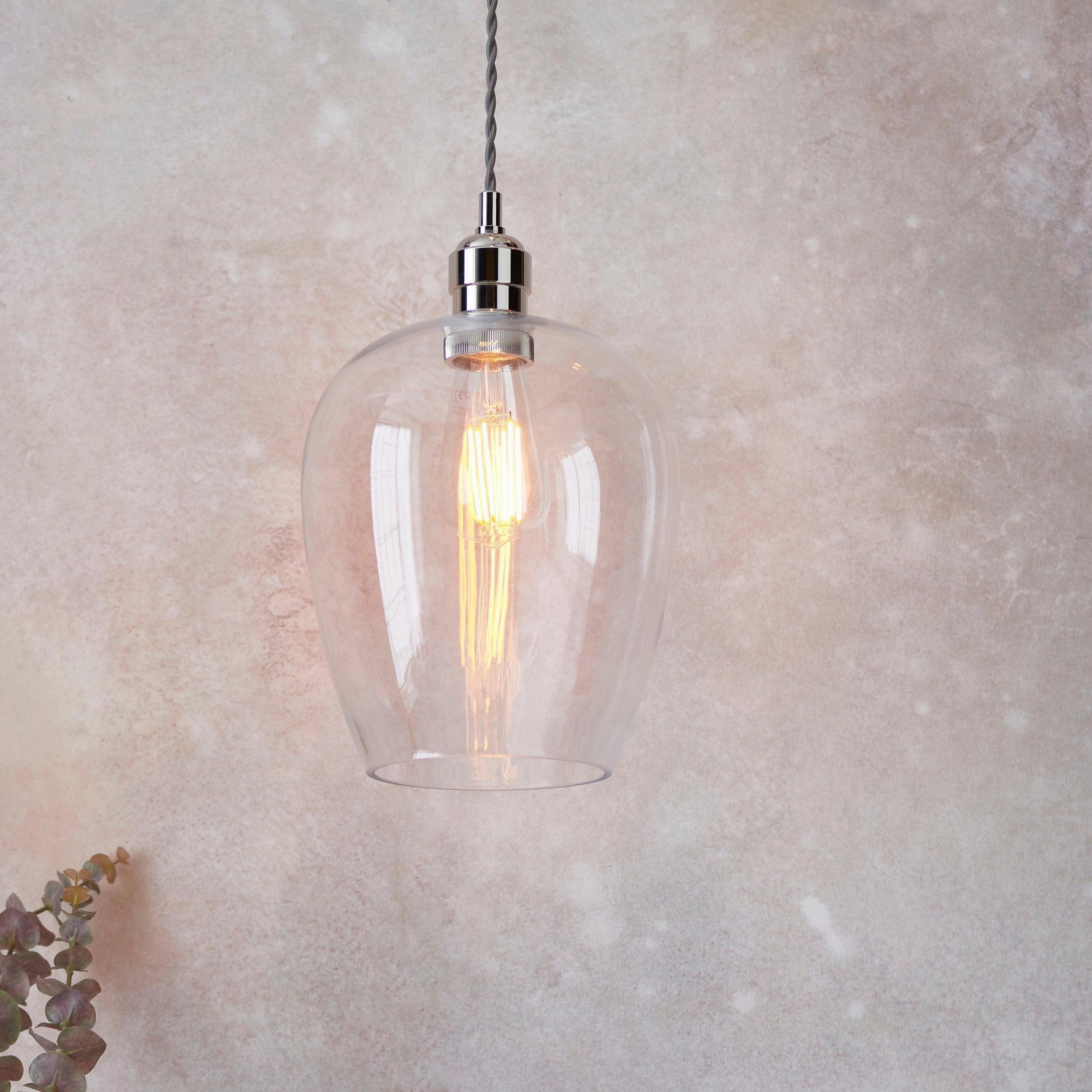 Island Chrome & Glass Shade Art Deco Ceiling Pendant