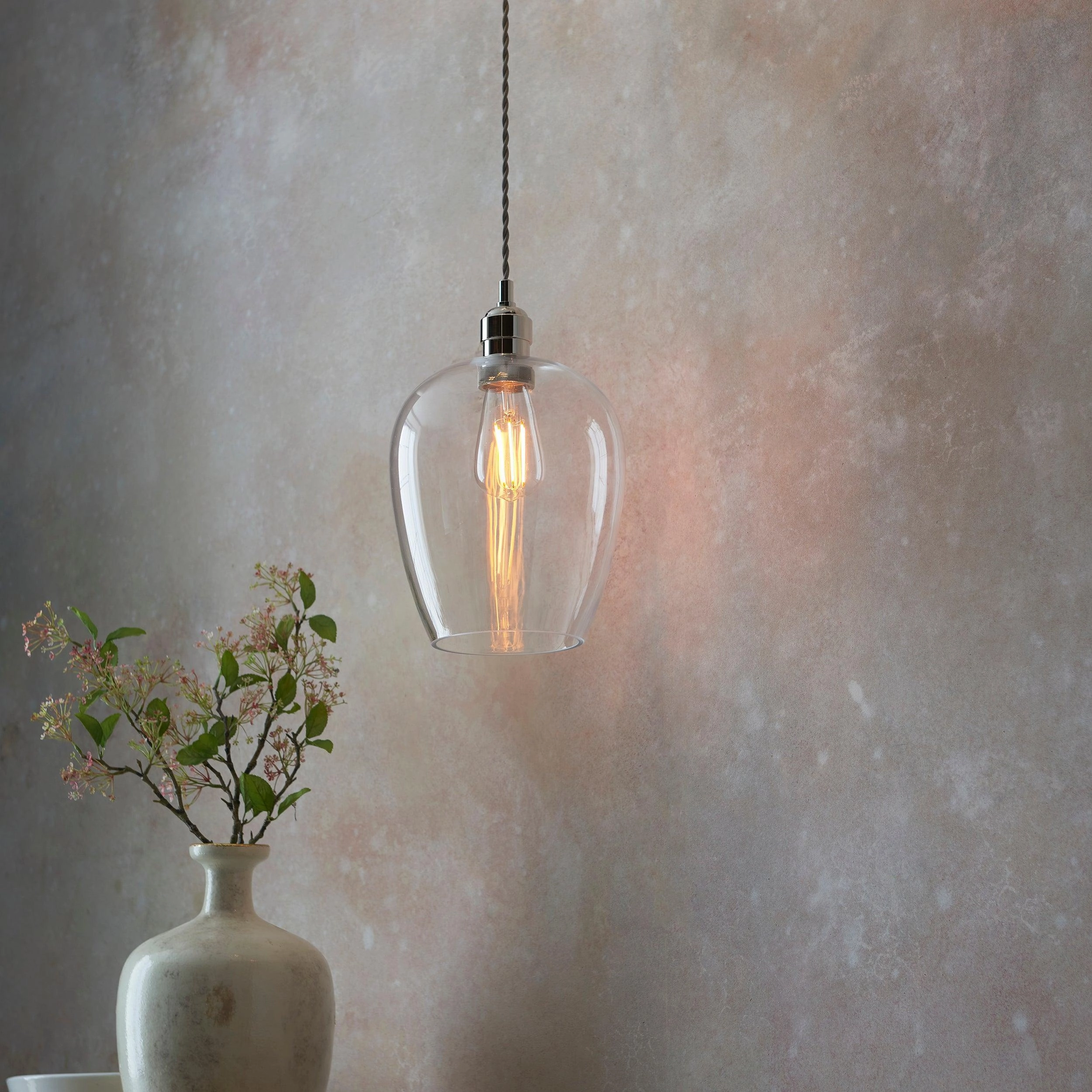 Island Chrome & Glass Shade Art Deco Ceiling Pendant