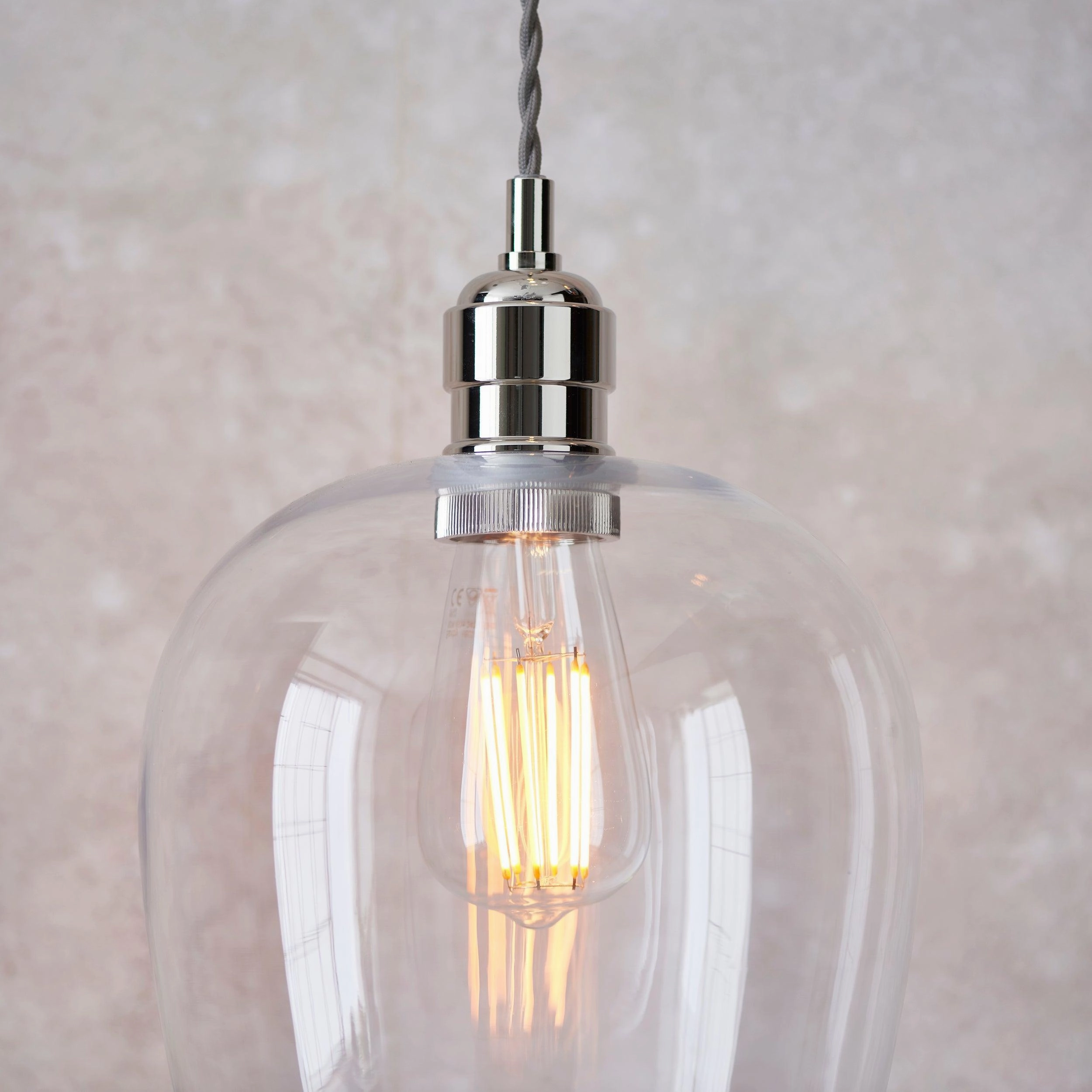 Island Chrome & Glass Shade Art Deco Ceiling Pendant