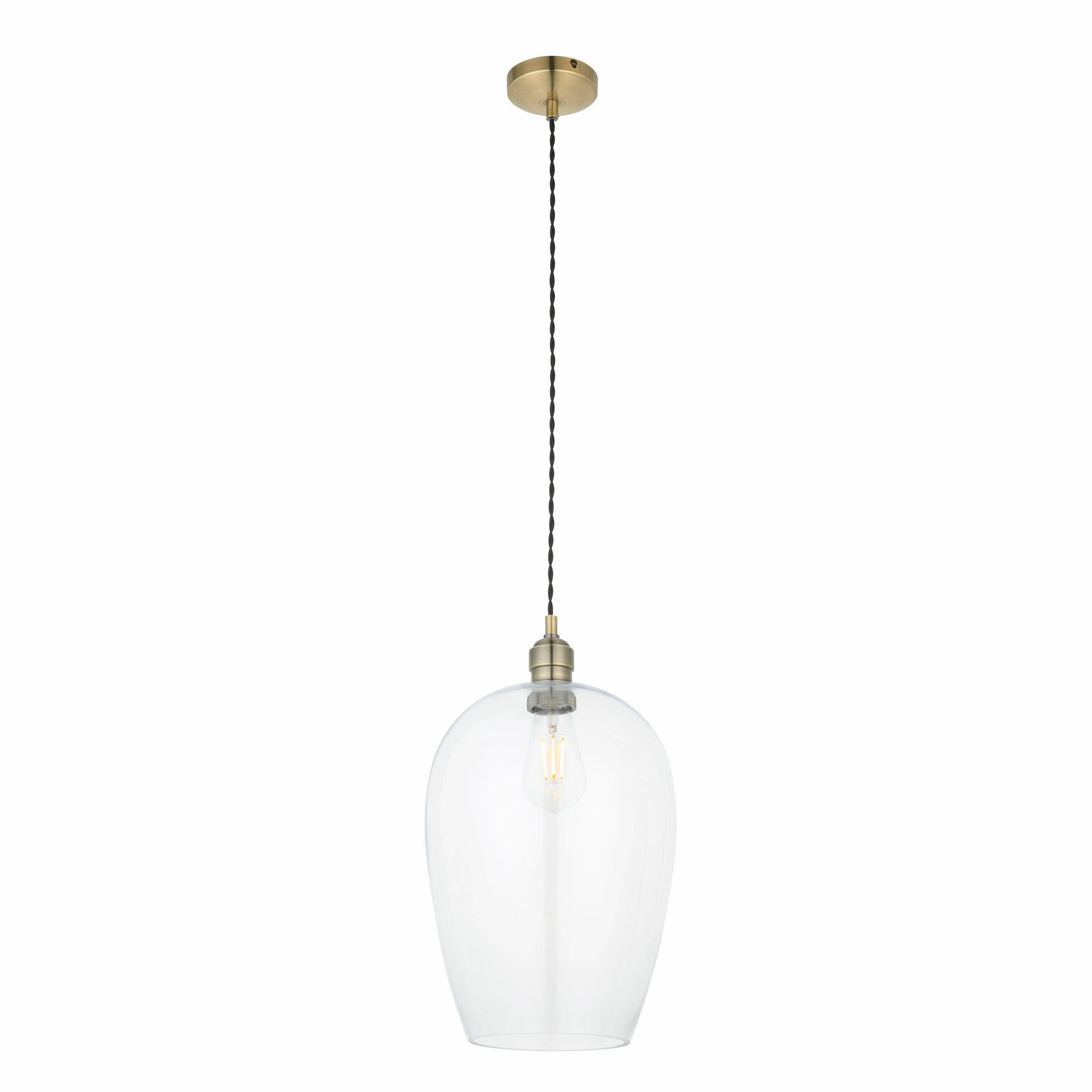 Island Large Brass & Glass Shade Art Deco Ceiling Pendant