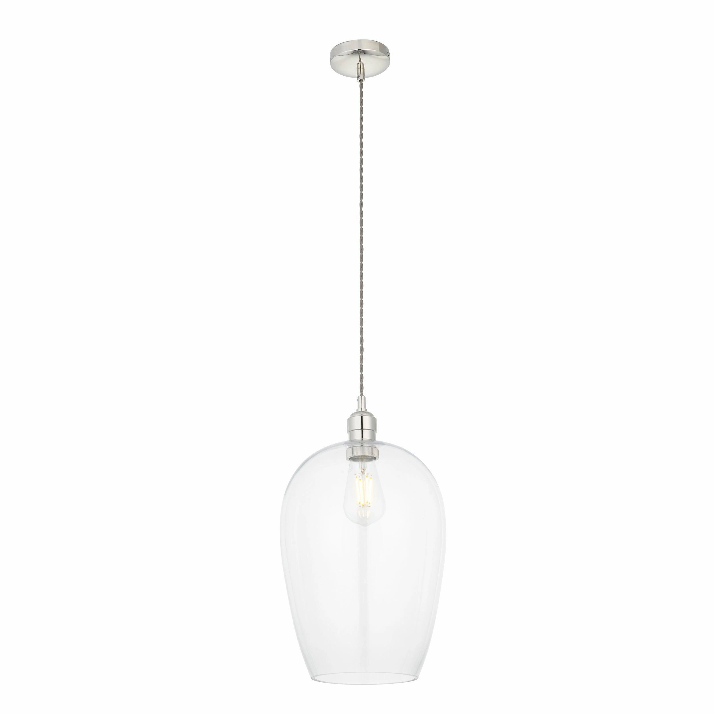 Island Large Chrome & Glass Shade Art Deco Pendant Light