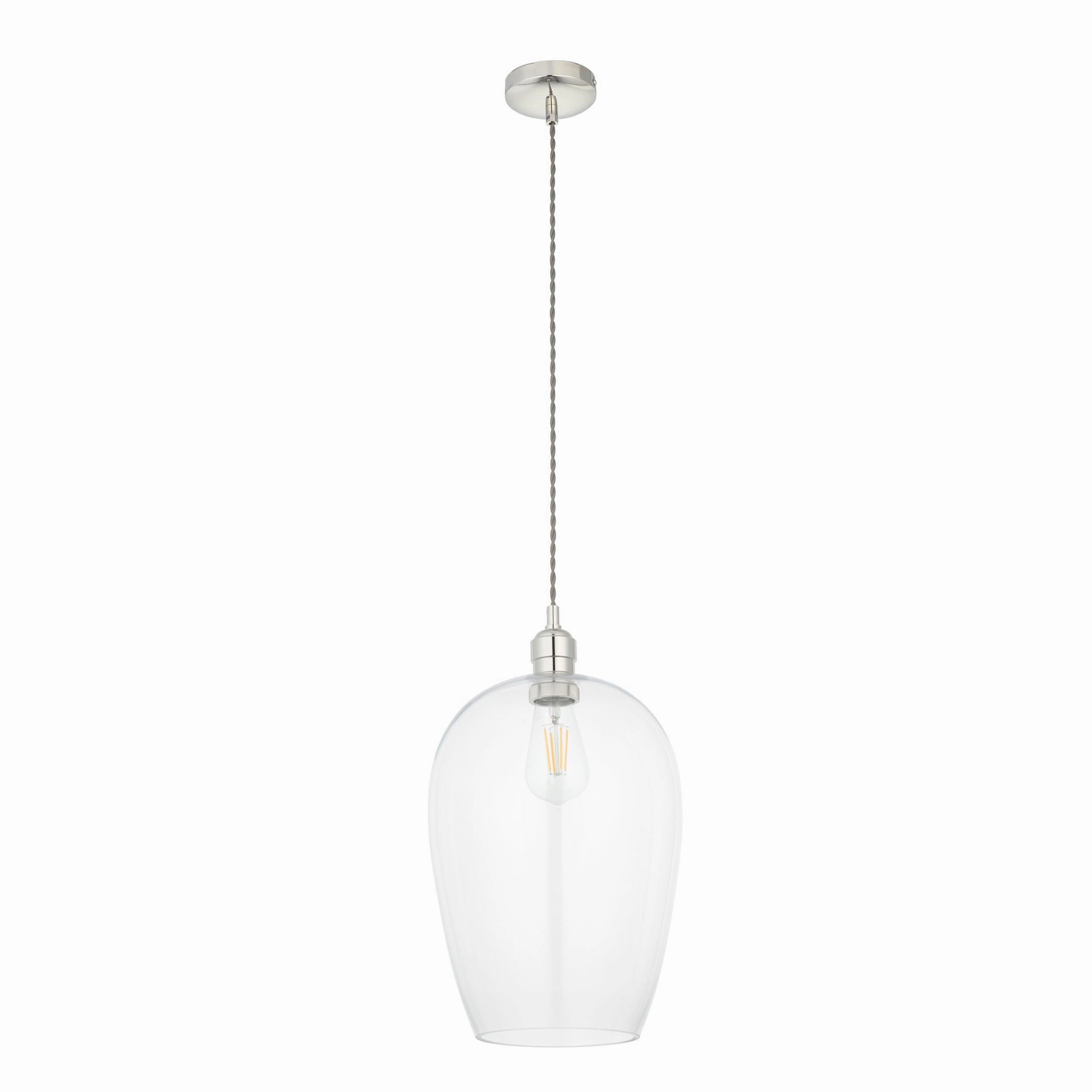 Island Large Chrome & Glass Shade Art Deco Pendant Light