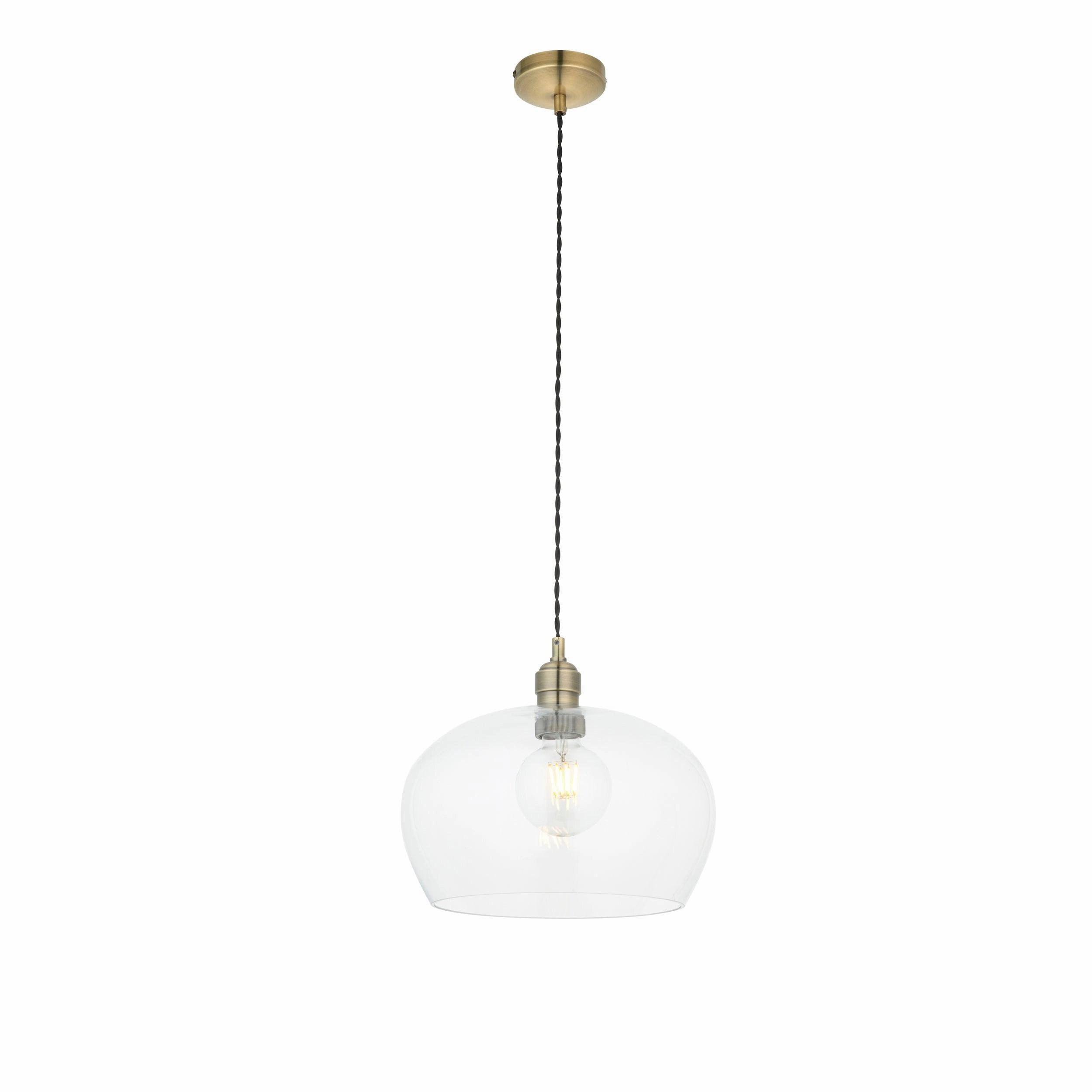 Island Medium Brass & Clear Glass Ceiling Pendant Light