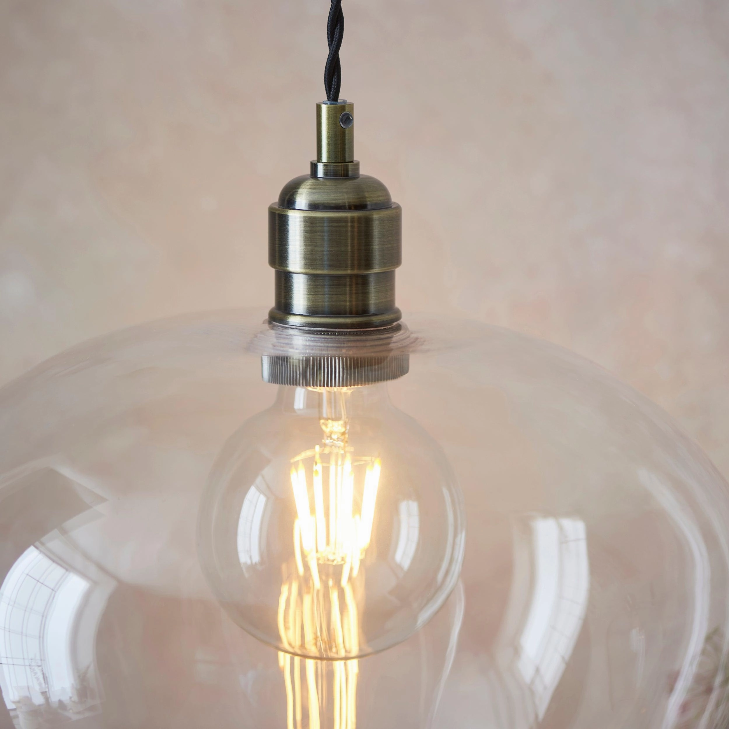 Island Medium Brass & Clear Glass Ceiling Pendant Light