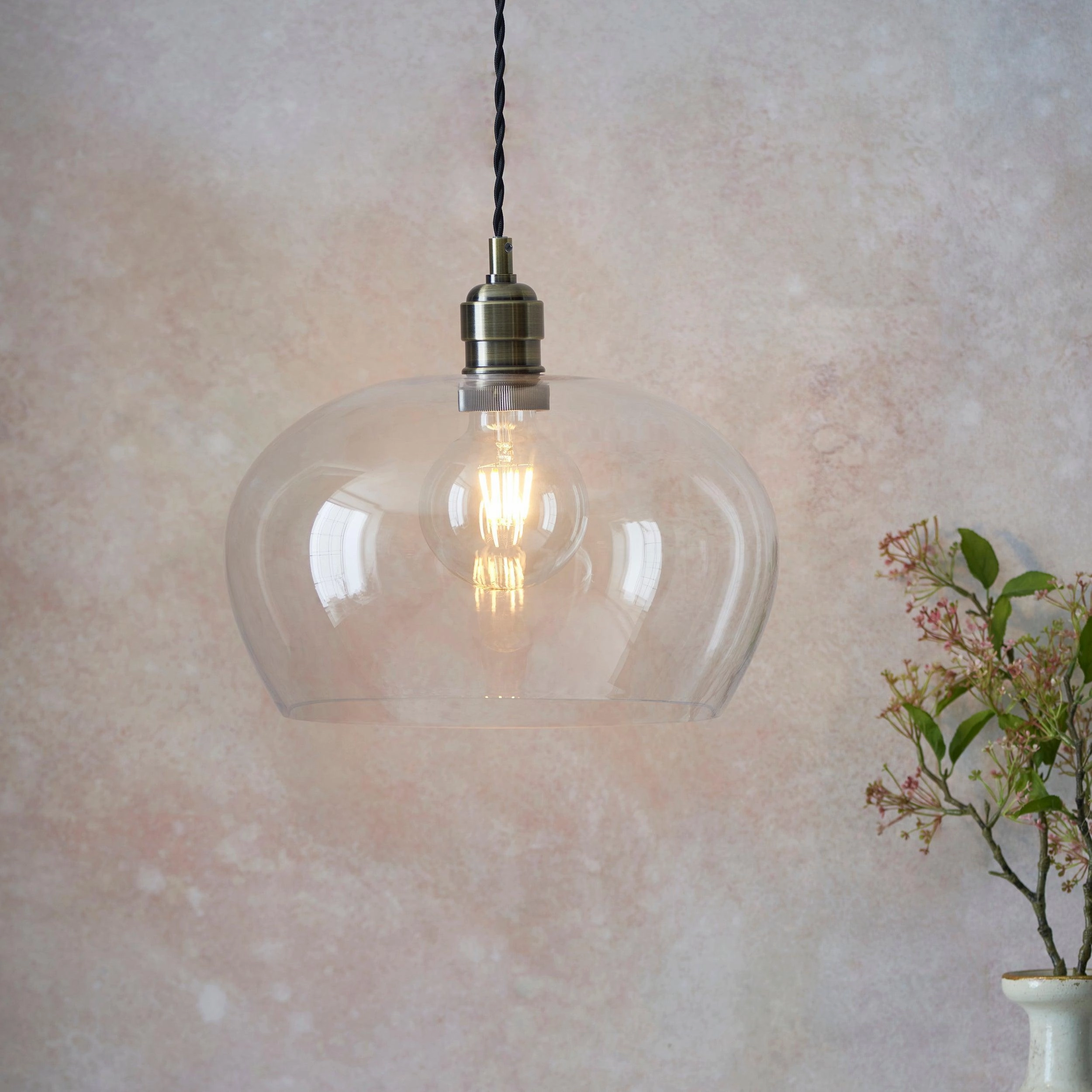 Island Medium Brass & Clear Glass Ceiling Pendant Light