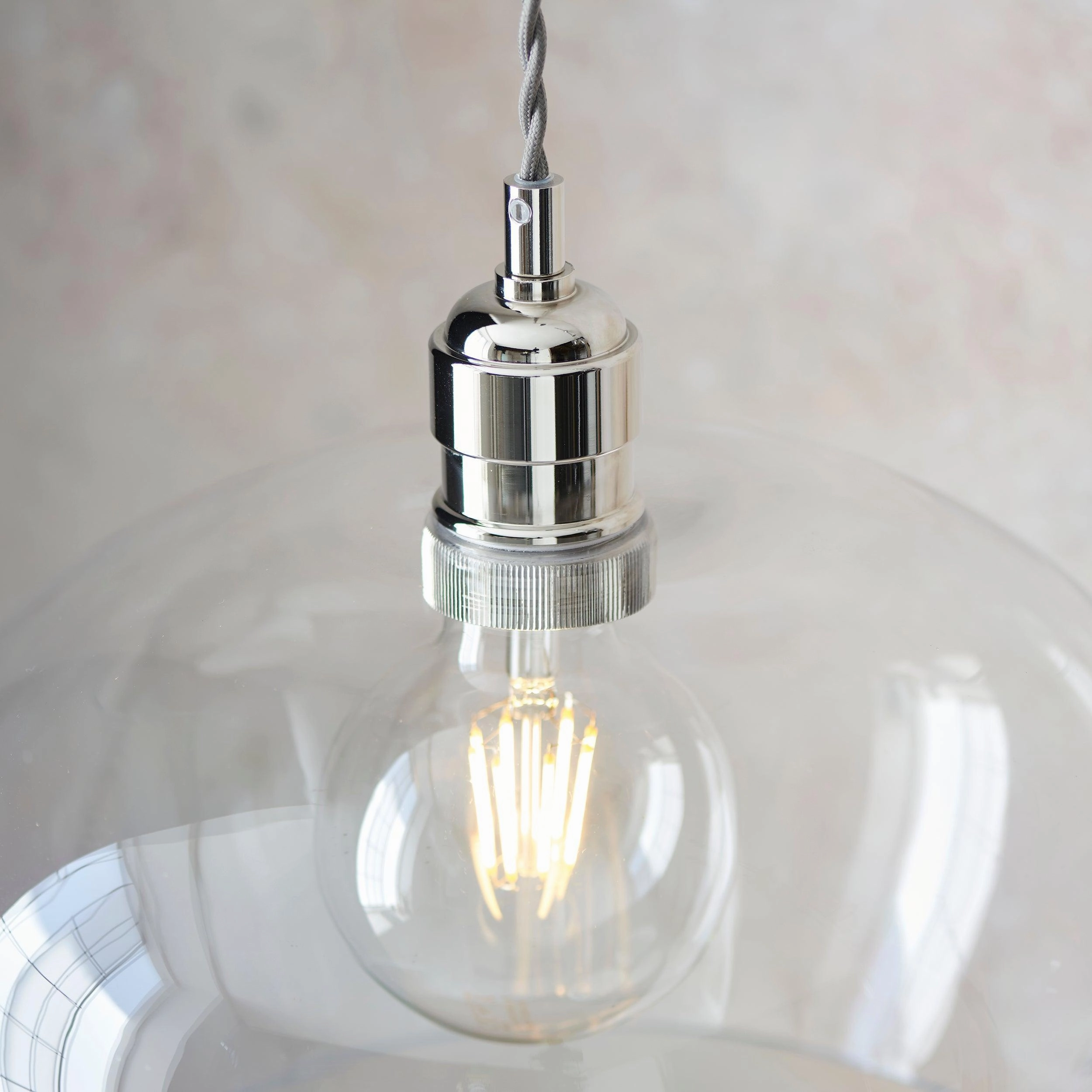 Island Medium Chrome & Clear Glass Art Deco Pendant Light