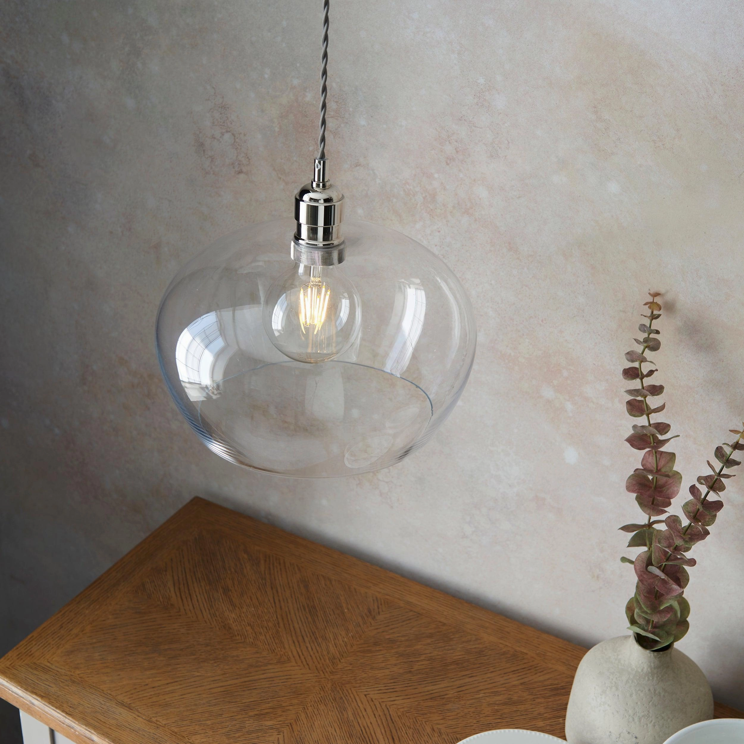 Island Medium Chrome & Clear Glass Art Deco Pendant Light