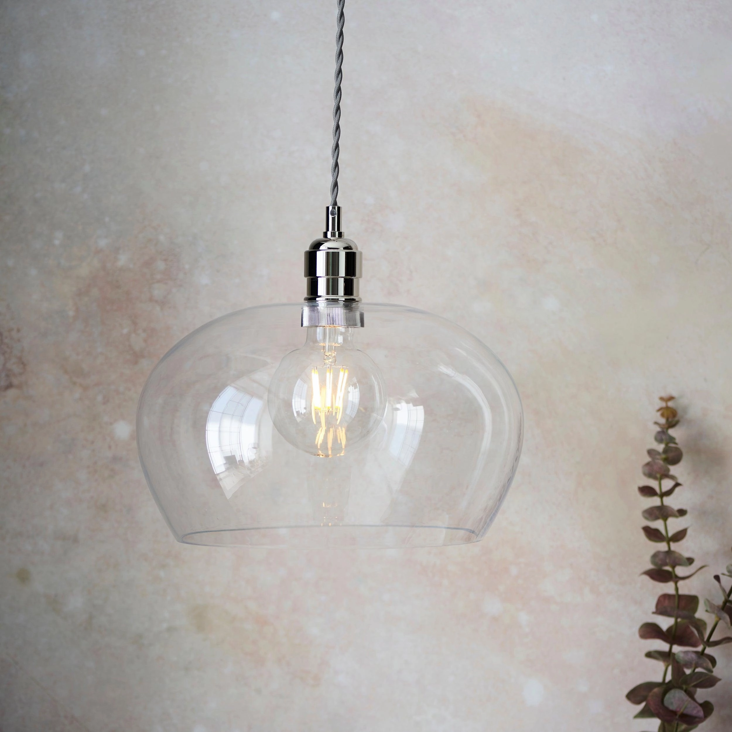 Island Medium Chrome & Clear Glass Art Deco Pendant Light