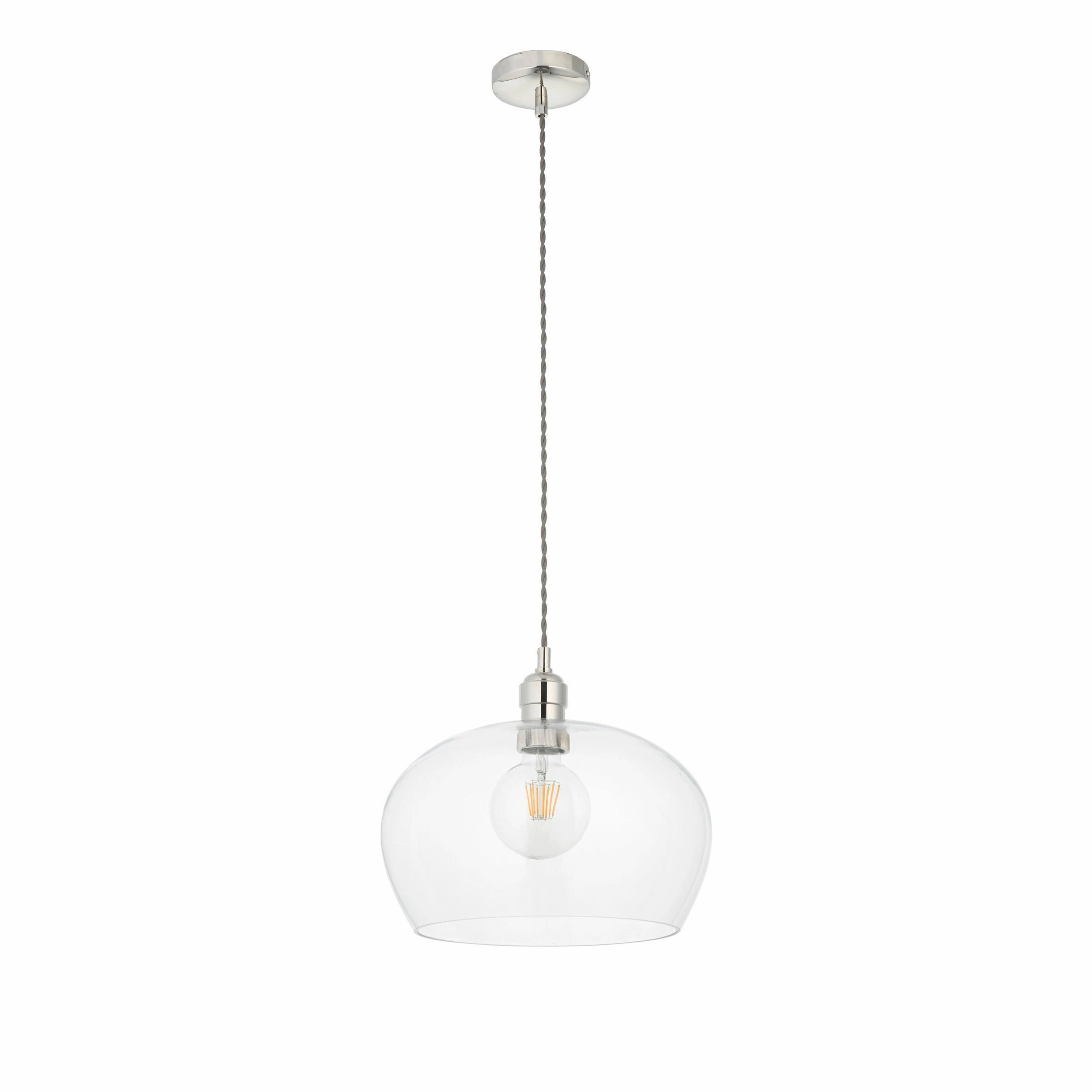 Island Medium Chrome & Clear Glass Art Deco Pendant Light
