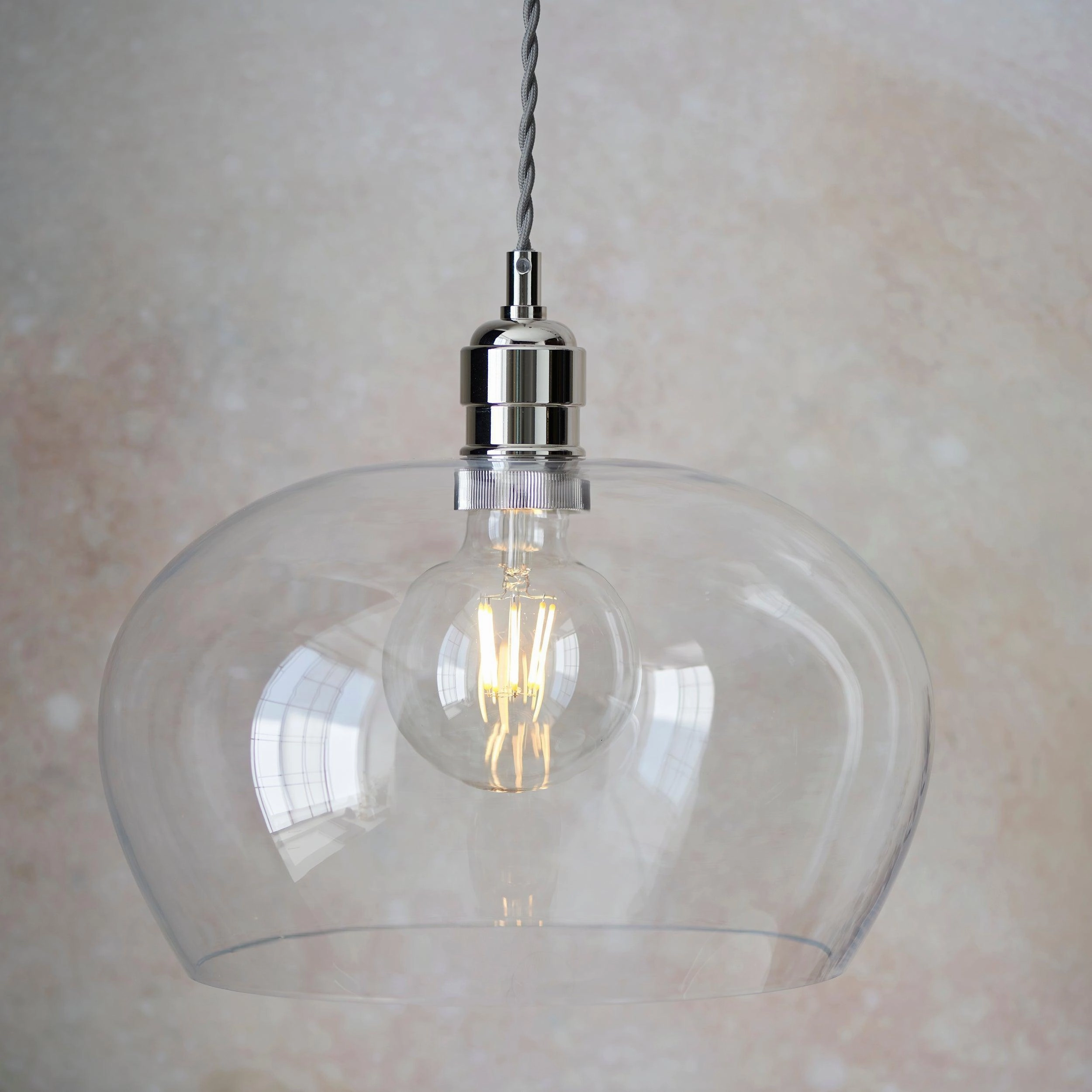 Island Medium Chrome & Clear Glass Art Deco Pendant Light