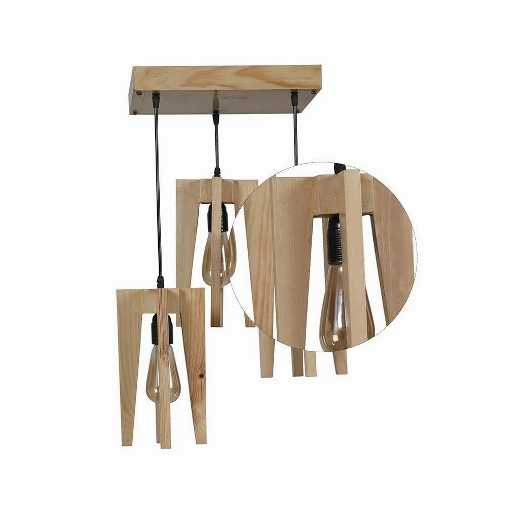 Jet Beige Wooden Cluster Hanging Lamp (BULB NOT INCLUDED)