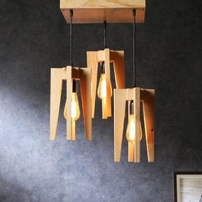 Jet Beige Wooden Cluster Hanging Lamp (BULB NOT INCLUDED) contemporary ceiling fixture