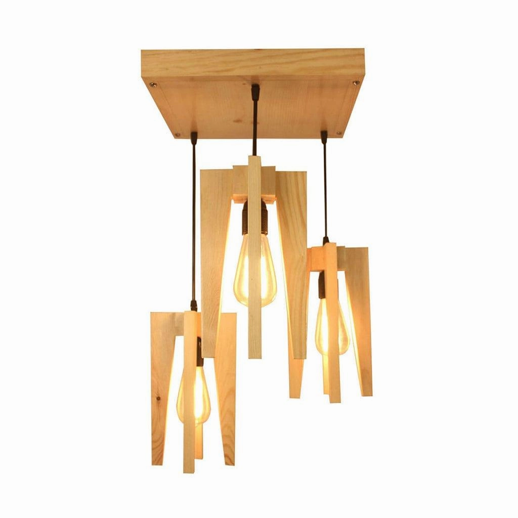 Jet Beige Wooden Cluster Hanging Lamp (BULB NOT INCLUDED)