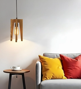 Jet Beige Wooden Single Hanging Lamp (BULB NOT INCLUDED) contemporary ceiling fixture