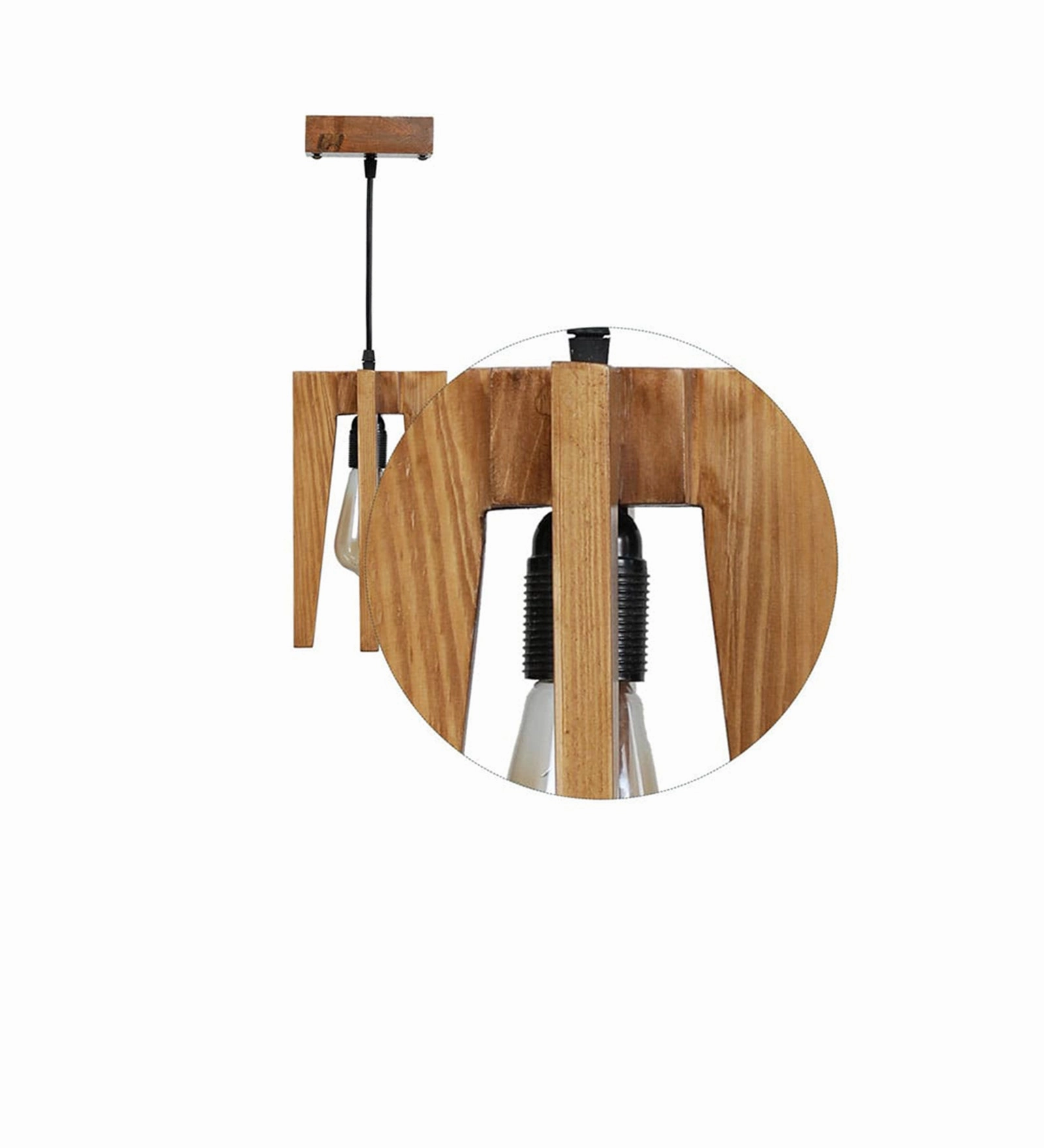 Jet Beige Wooden Single Hanging Lamp (BULB NOT INCLUDED)