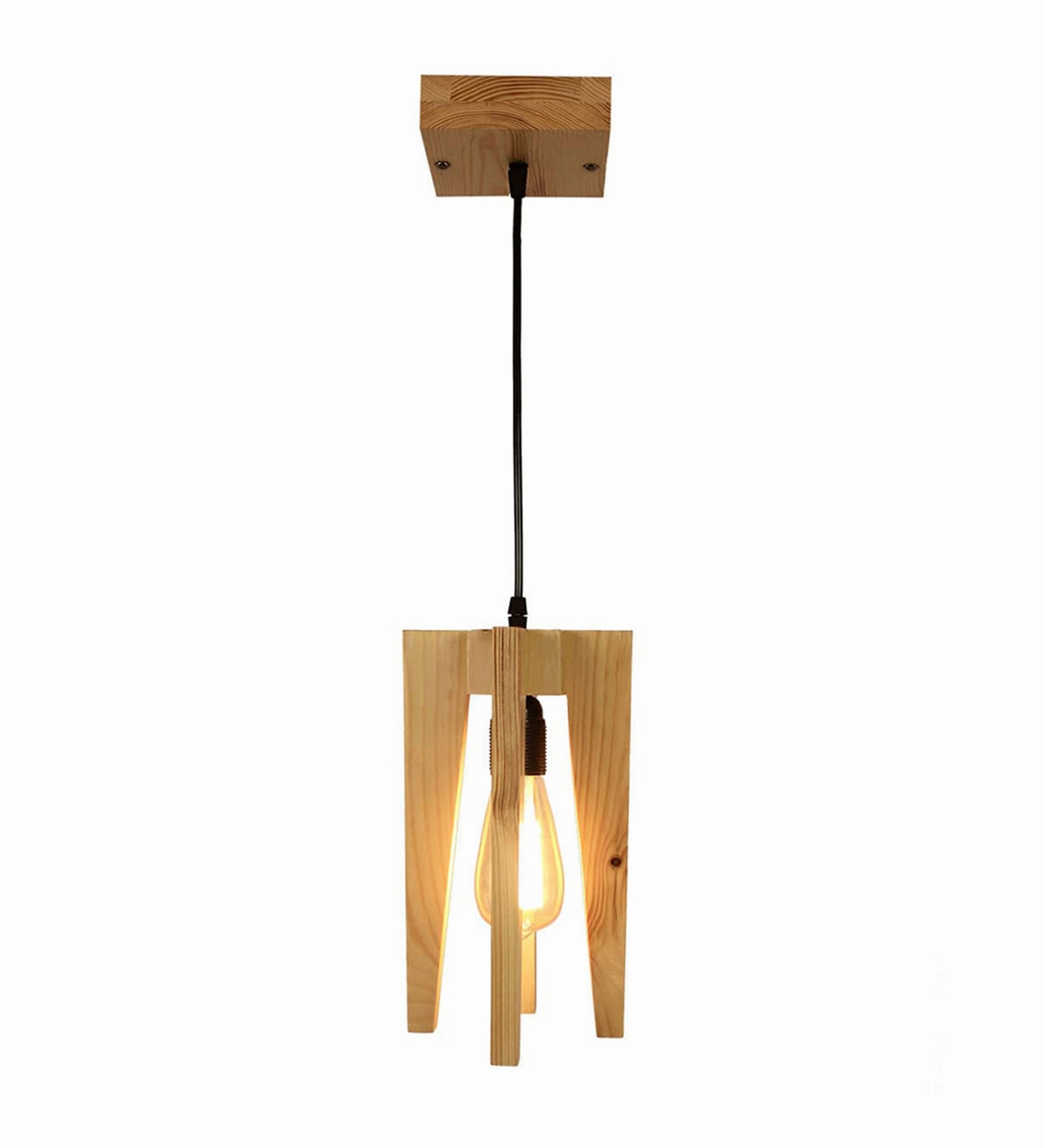 Jet Beige Wooden Single Hanging Lamp (BULB NOT INCLUDED)