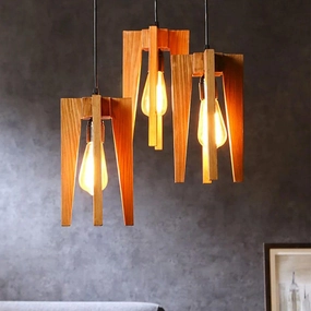 Jet Brown Wooden Cluster Hanging Lamp (BULB NOT INCLUDED) contemporary ceiling fixture
