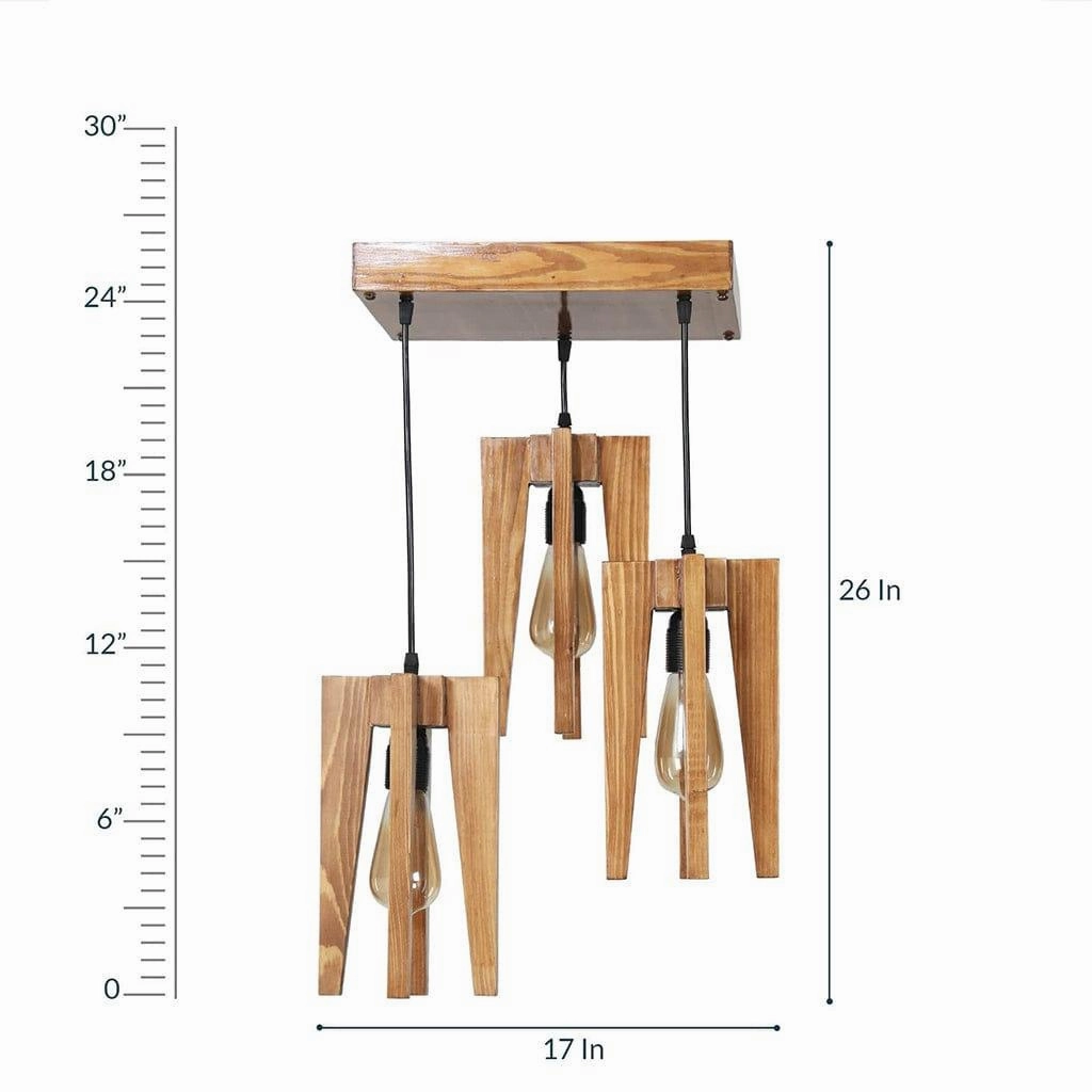 Jet Brown Wooden Cluster Hanging Lamp (BULB NOT INCLUDED)