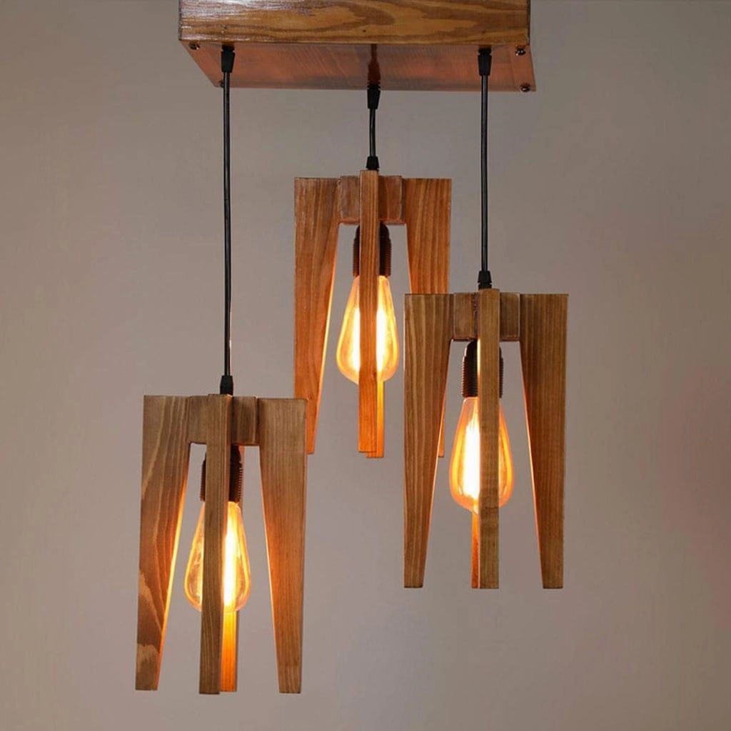 Jet Brown Wooden Cluster Hanging Lamp (BULB NOT INCLUDED)