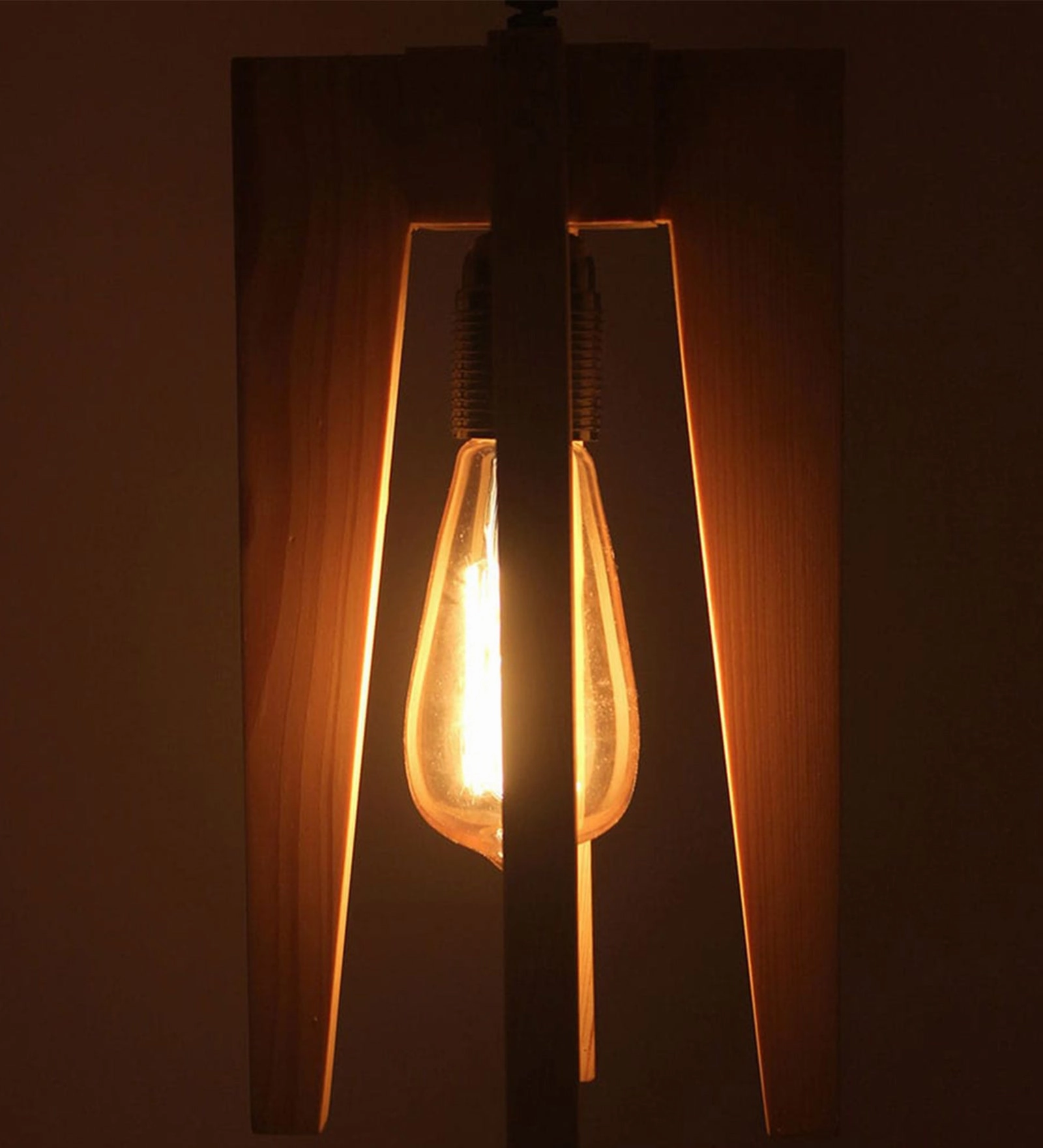 Jet Brown Wooden Single Hanging Lamp (BULB NOT INCLUDED)
