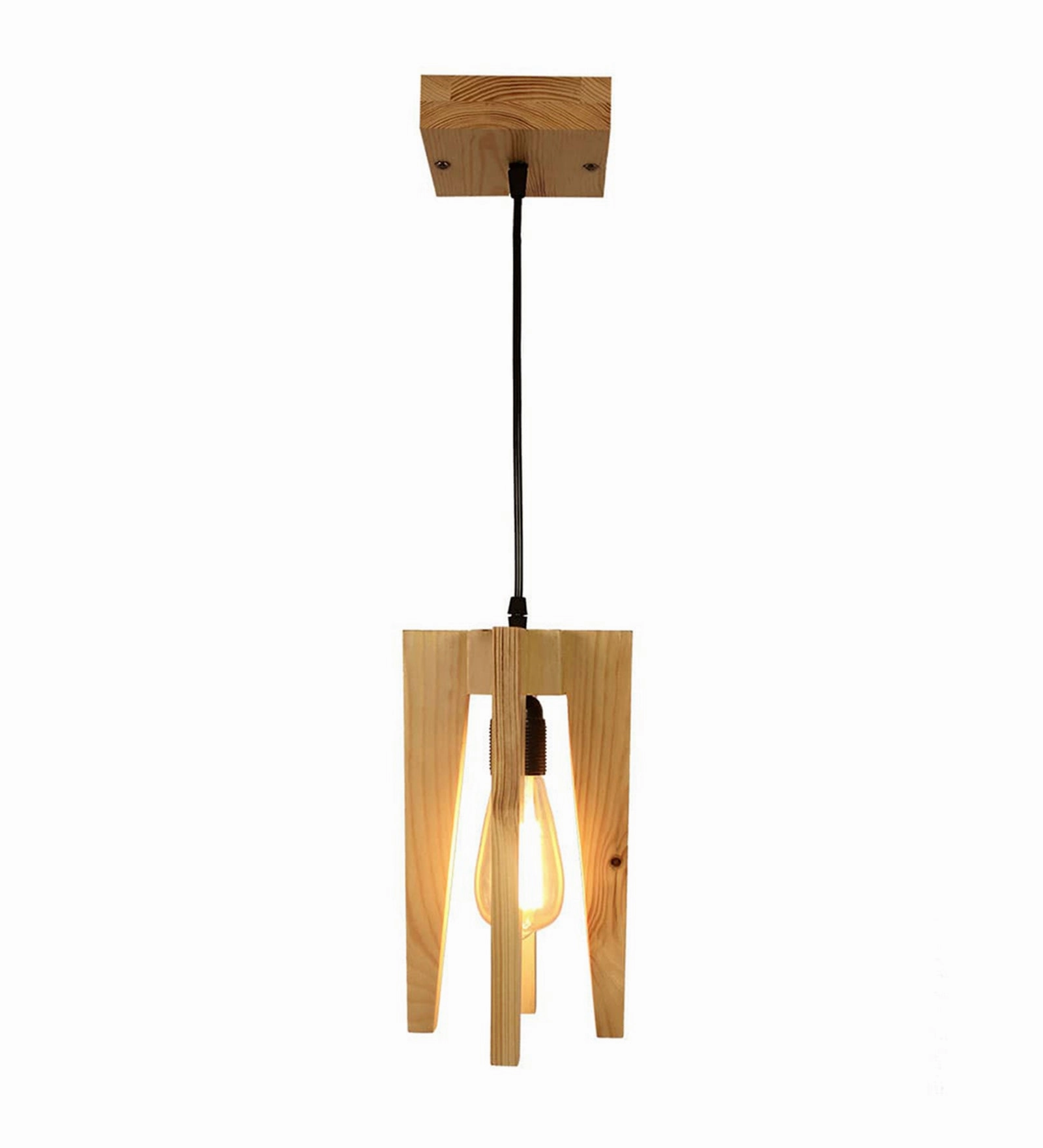 Jet Brown Wooden Single Hanging Lamp (BULB NOT INCLUDED)