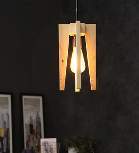 Jet Brown Wooden Single Hanging Lamp (BULB NOT INCLUDED) contemporary ceiling fixture