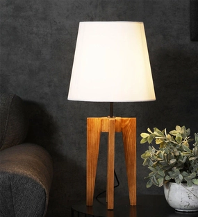 Jet Brown Wooden Table Lamp with Yellow Printed Fabric Lampshade (BULB NOT INCLUDED) Louis Poulsen chandelier