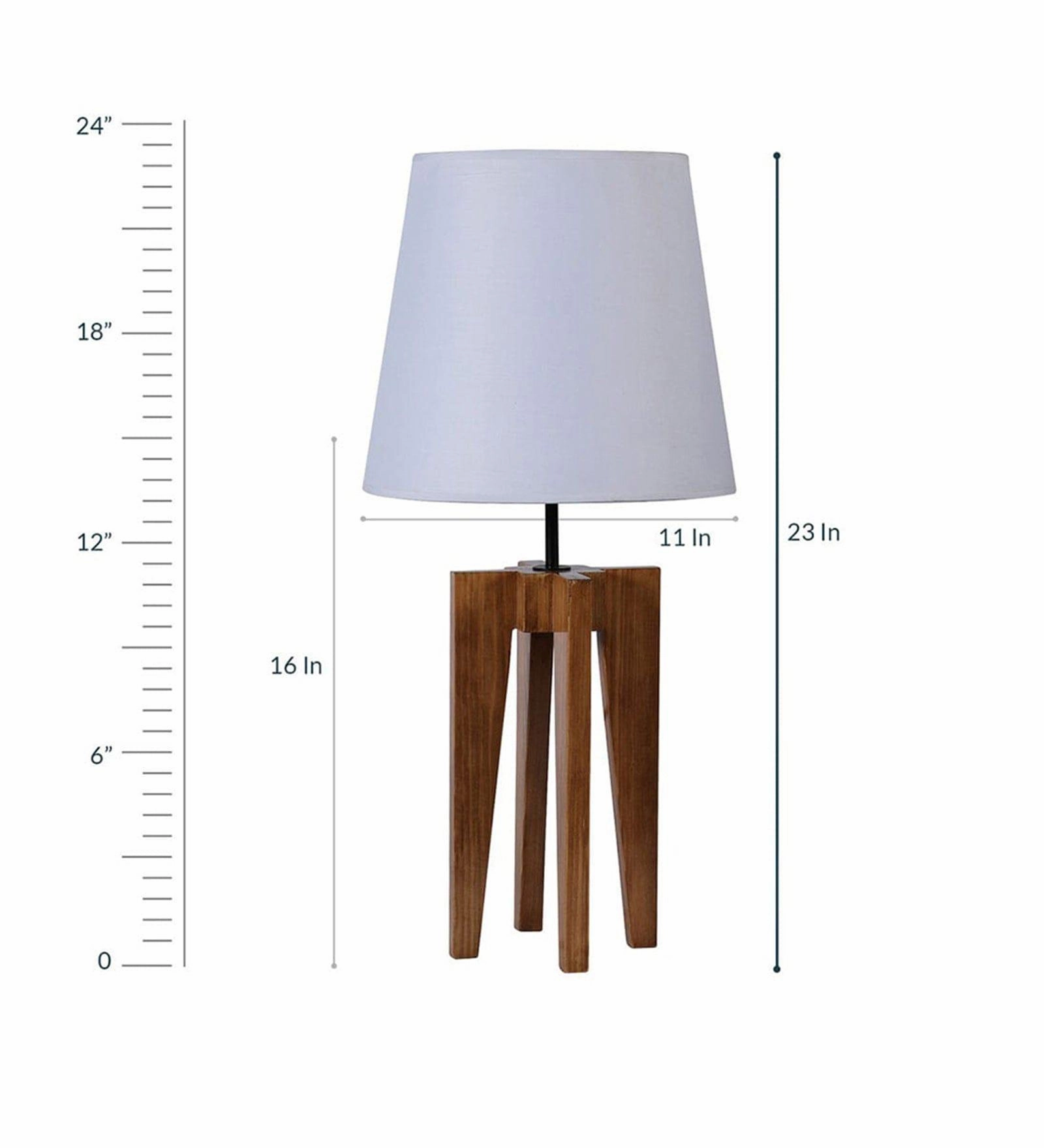 Jet Brown Wooden Table Lamp with Yellow Printed Fabric Lampshade (BULB NOT INCLUDED)