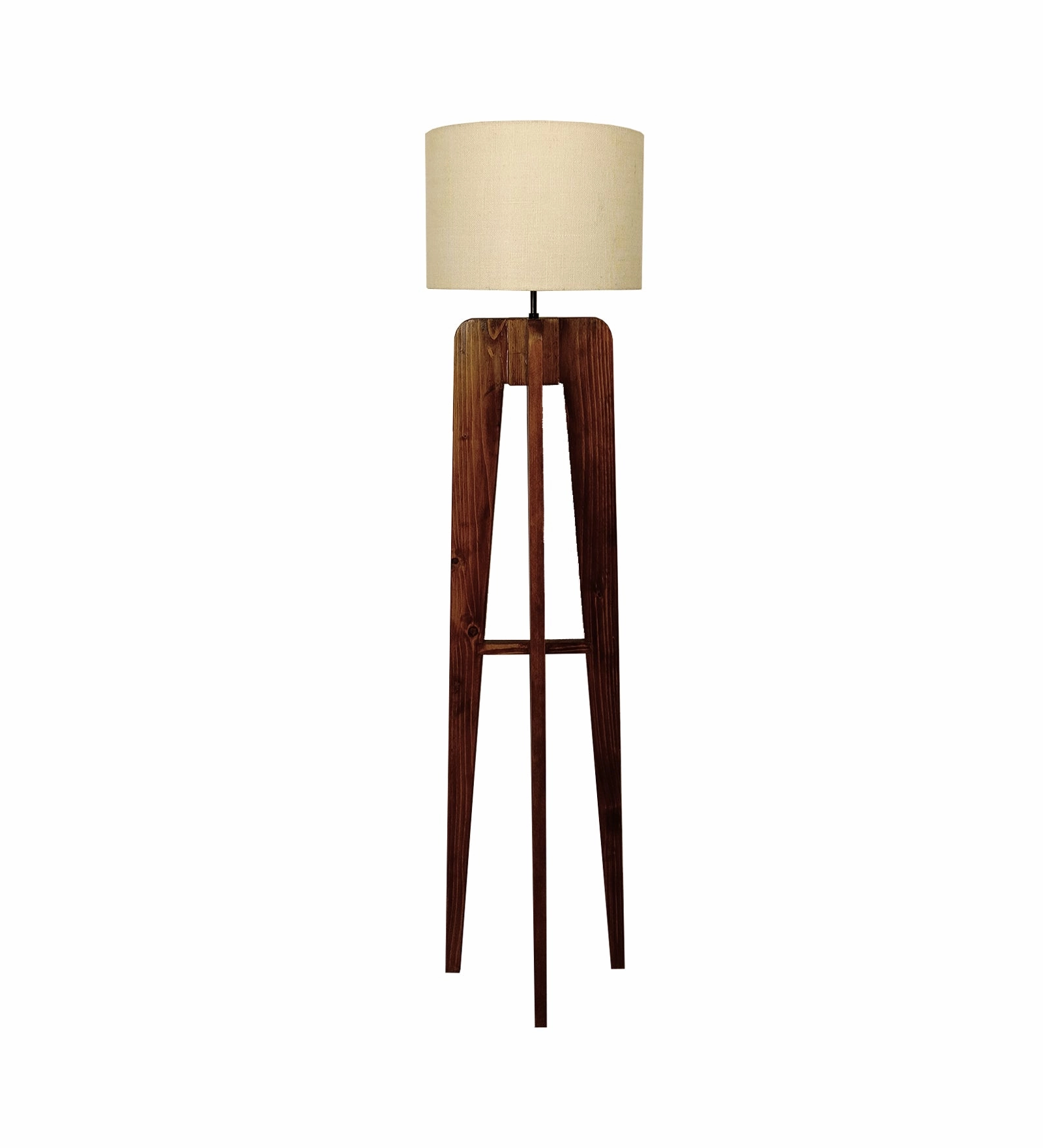 Jet Wooden Floor Lamp with Premium Beige Fabric Lampshade (BULB NOT INCLUDED)
