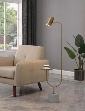 Jodie Round Base Floor Lamp Antique Brass and Grey mini decorative bulb