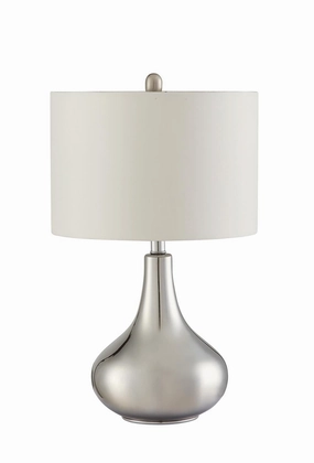 Junko Drum Shade Table Lamp Chrome and White mini decorative bulb