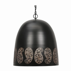 Kalpi 36cm Metal Black Powder Coated Pendant - Copper Inside modern ceiling lamp