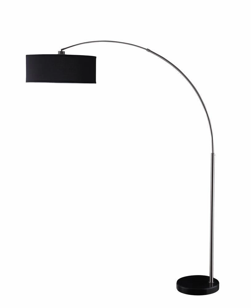 Kawke Drum Shade Floor Lamp Black and Chrome mini decorative bulb