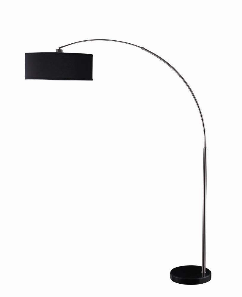 Kawke Drum Shade Floor Lamp Black and Chrome mini decorative bulb