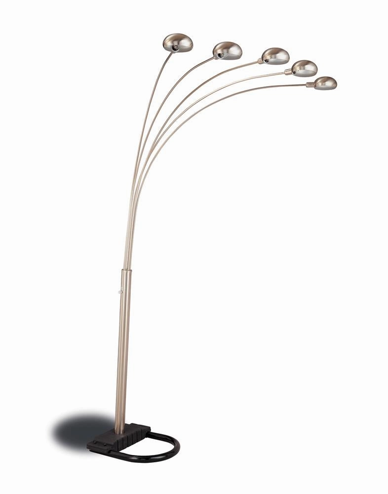 Kayd 5-light Floor Lamp with Curvy Dome Shades Chrome and Black mini decorative bulb