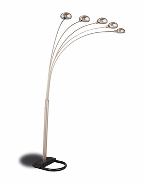 Kayd 5-light Floor Lamp with Curvy Dome Shades Chrome and Black mini decorative bulb