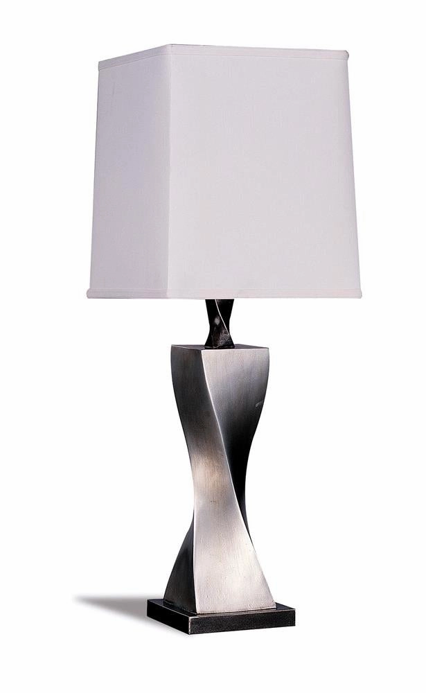 Keene Square Shade Table Lamps White and Antique Silver (Set of 2) mini decorative bulb