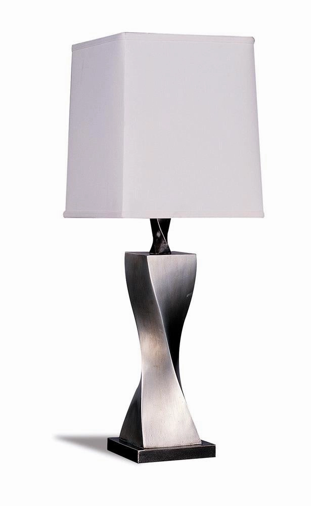 Keene Square Shade Table Lamps White and Antique Silver (Set of 2) mini decorative bulb