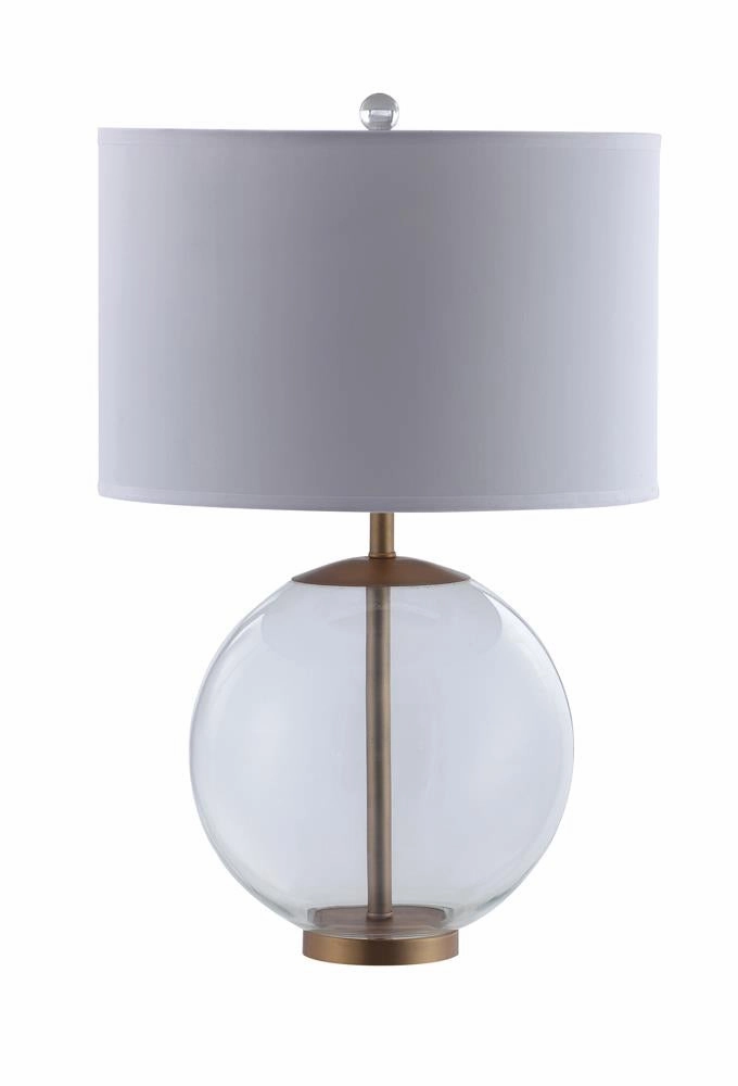 Kenny Drum Shade Table Lamp with Glass Base White mini decorative bulb