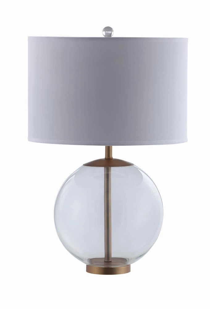 Kenny Drum Shade Table Lamp with Glass Base White mini decorative bulb