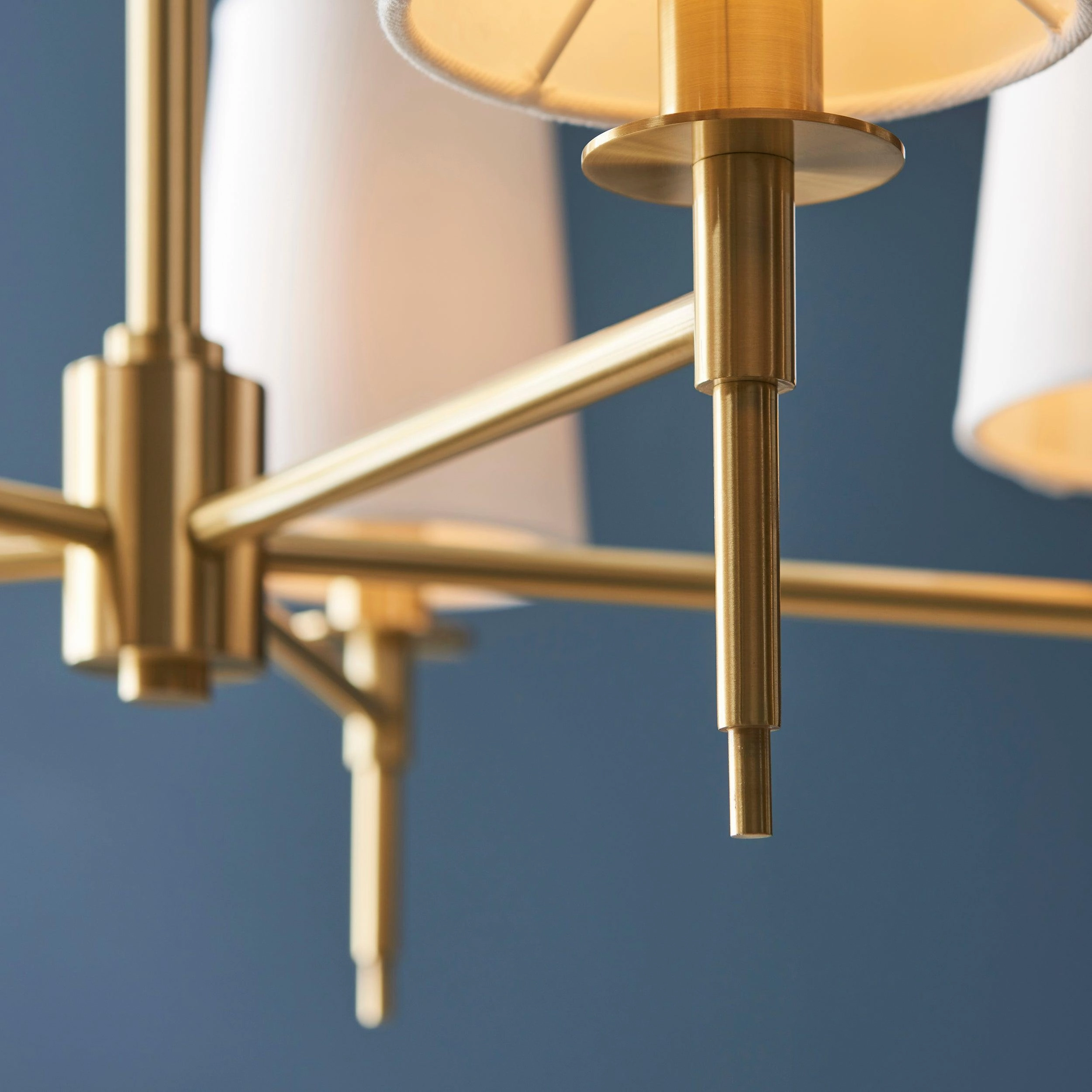 Kensington 5 Light Brass Pendant With White Tapered Shades