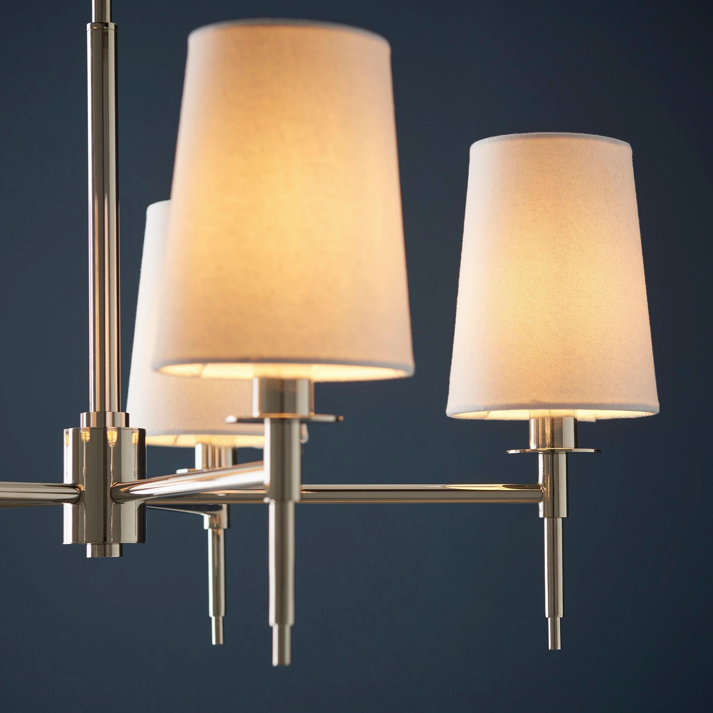 Kensington 5 Light Multi-Arm Nickel Pendant - White Shades