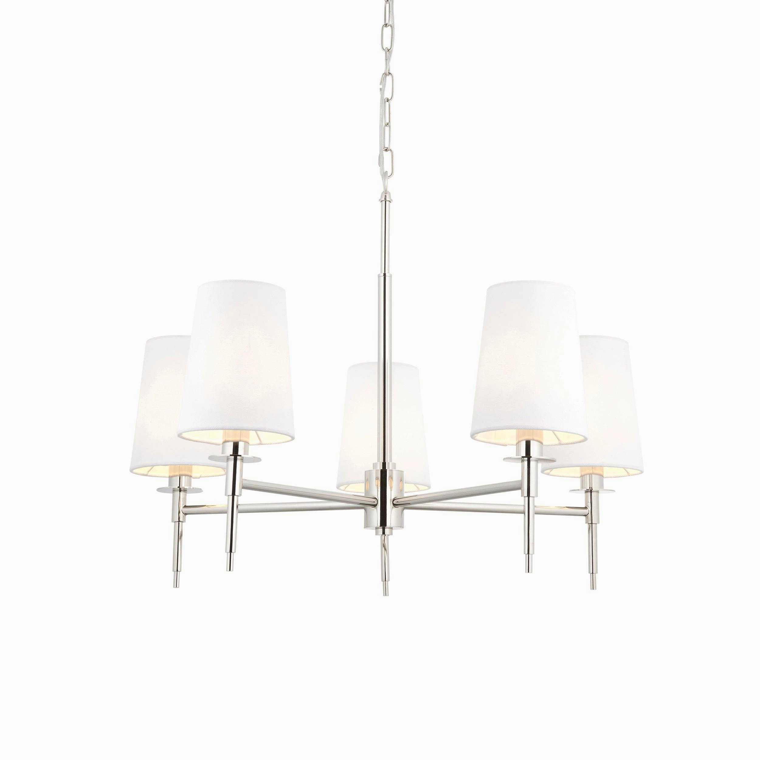 Kensington 5 Light Multi-Arm Nickel Pendant - White Shades modern ceiling lamp