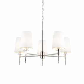 Kensington 5 Light Multi-Arm Nickel Pendant - White Shades modern ceiling lamp