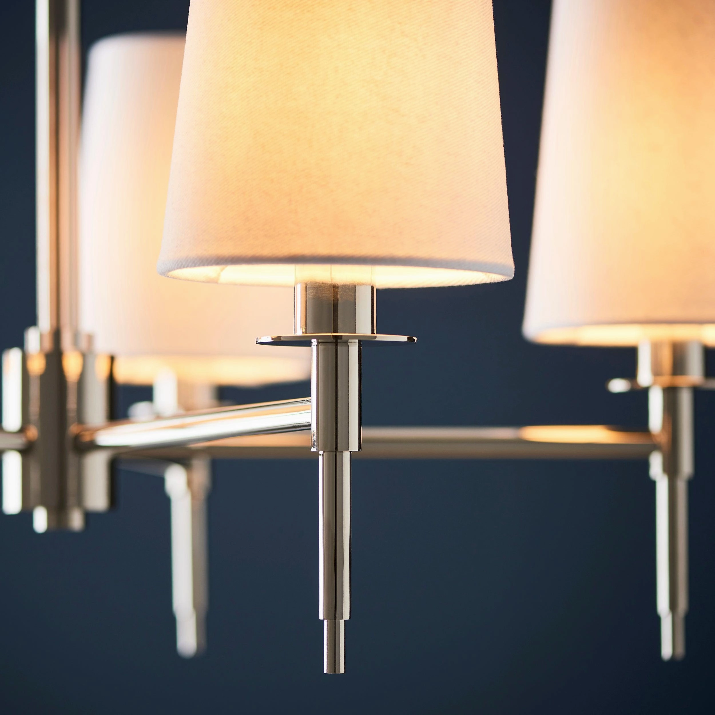 Kensington 5 Light Multi-Arm Nickel Pendant - White Shades
