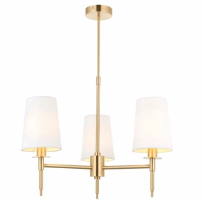 Kensington Brass 3 Light Art Deco Pendant - White Shades minimalist ceiling light