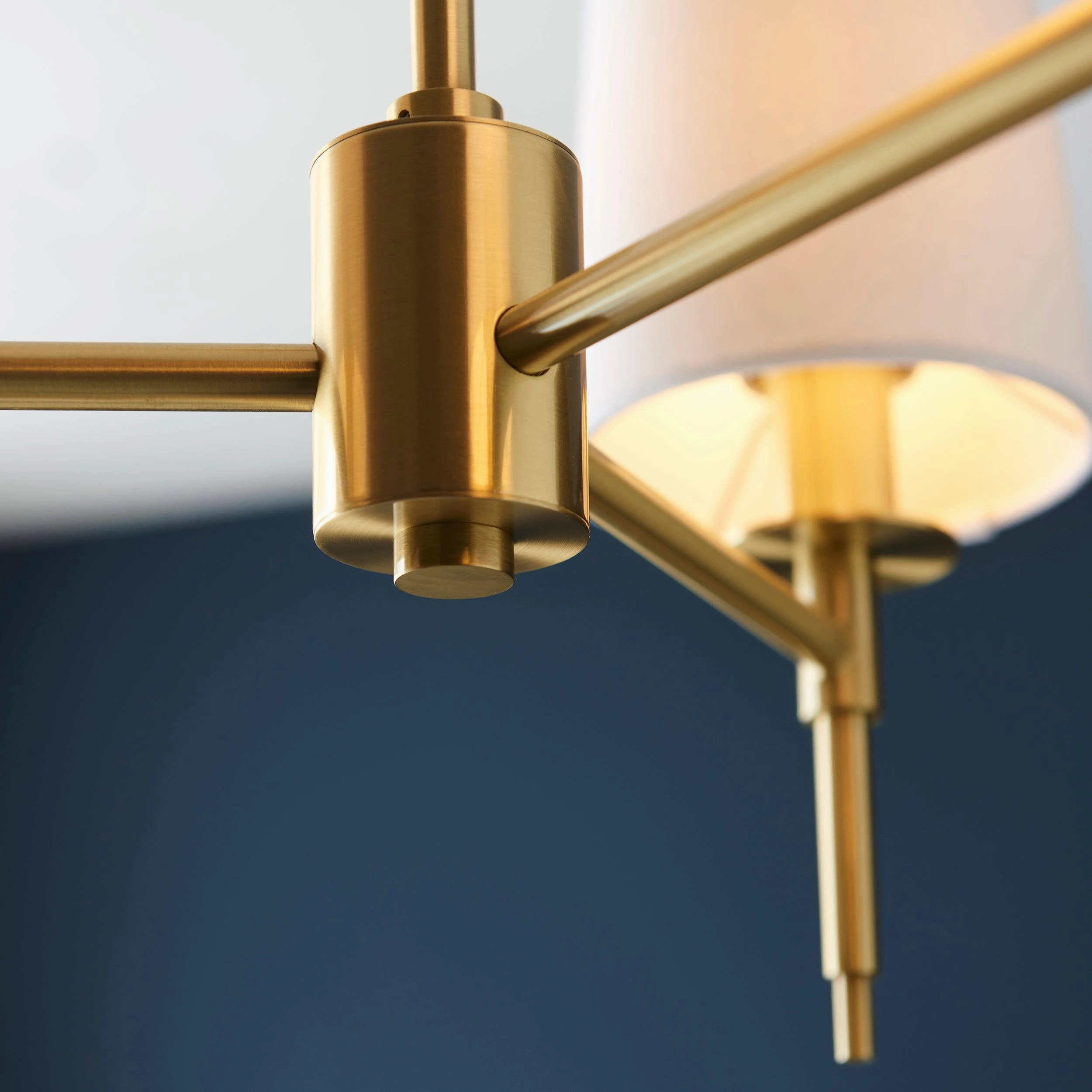 Kensington Brass 3 Light Art Deco Pendant - White Shades