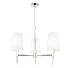 Kensington Nickel 3 Light Art Deco Pendant - White Shades minimalist ceiling light