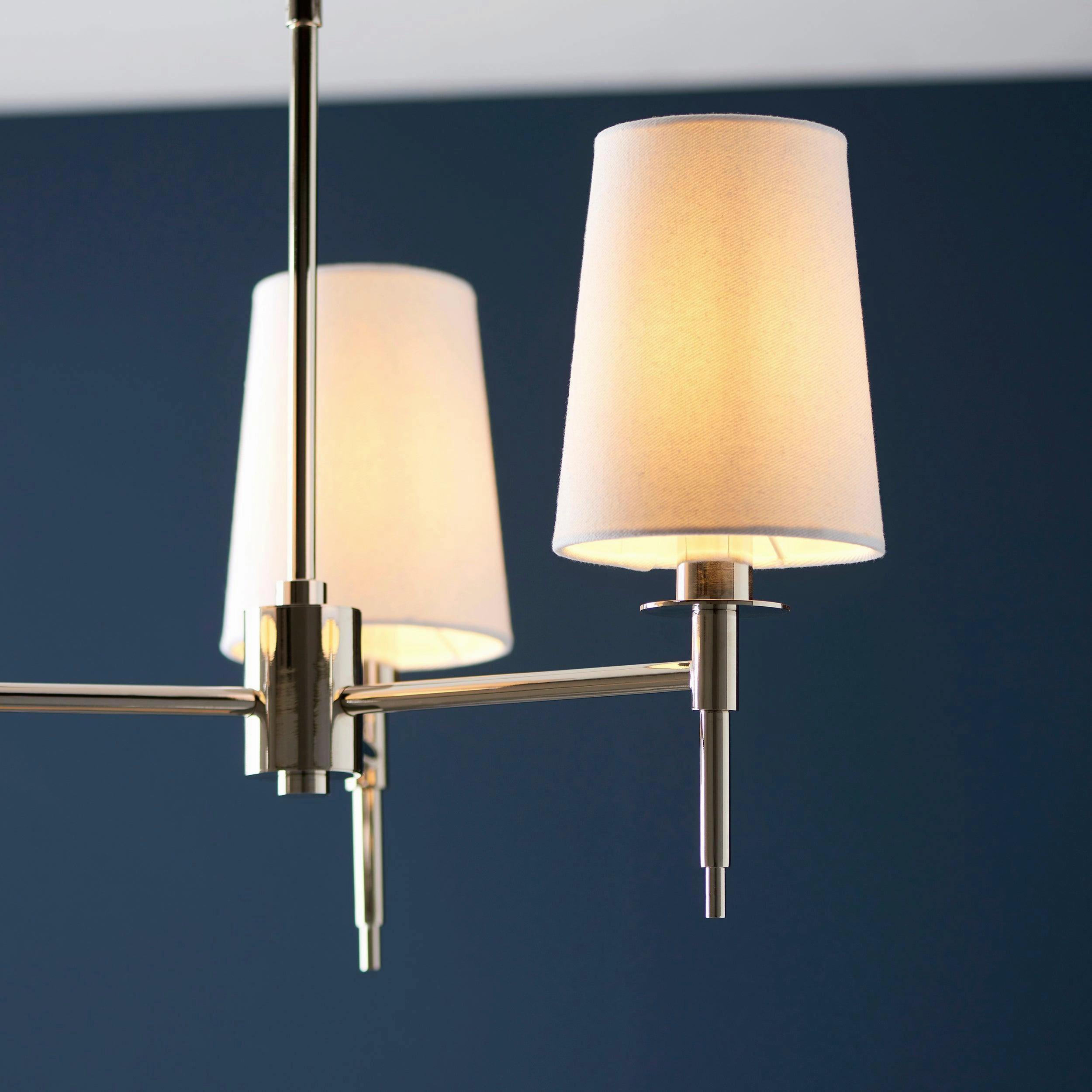 Kensington Nickel 3 Light Art Deco Pendant - White Shades