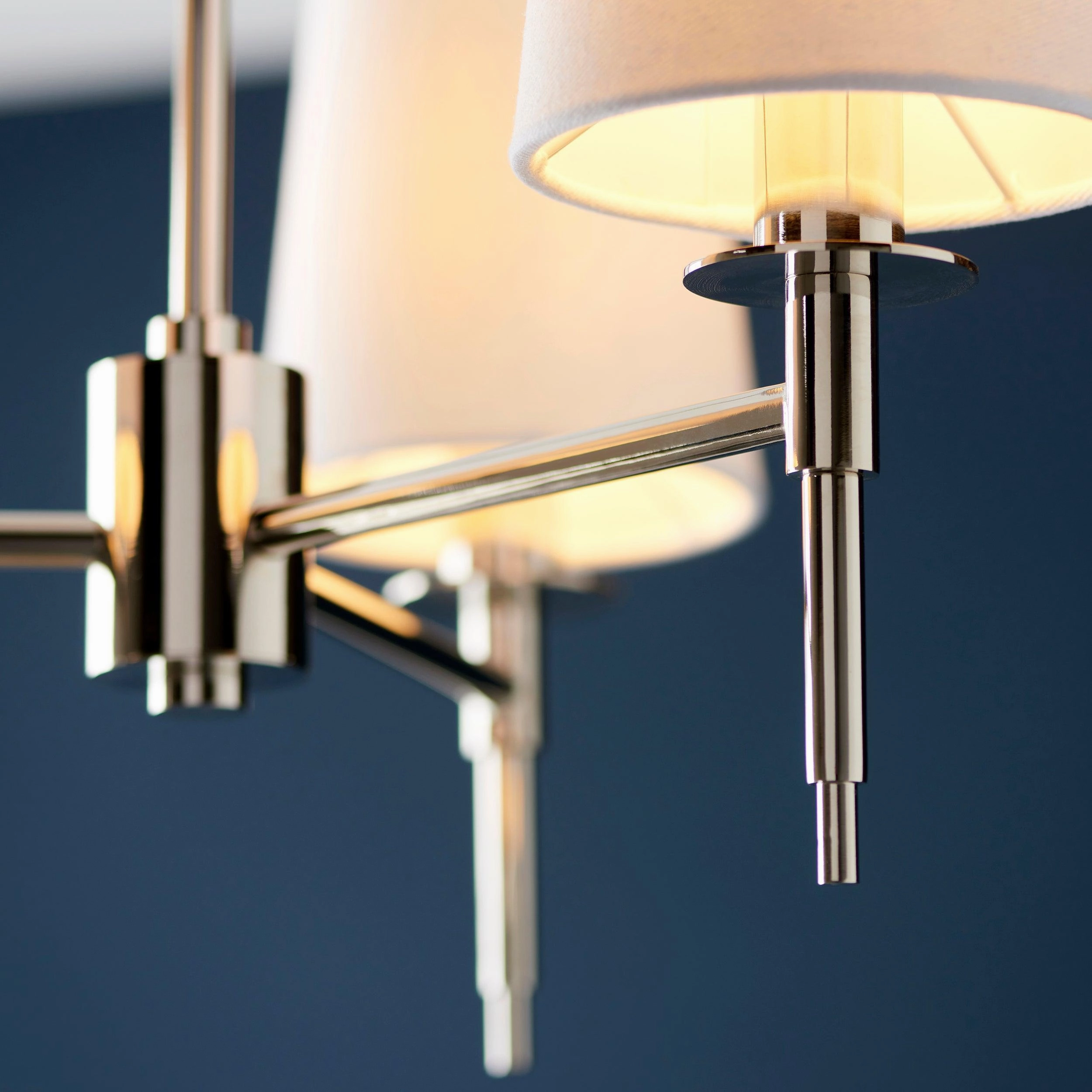 Kensington Nickel 3 Light Art Deco Pendant - White Shades